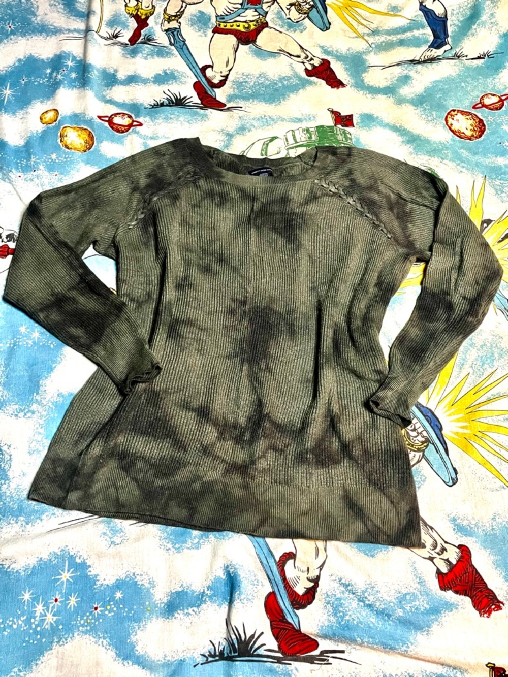 American Eagle Outfitters Olive Green Tie Dye Sweater XL